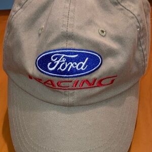 NEW Ford Racing Baseball Cap Hat Kaki Tan Embroidered Cotton Adjustable Unisex